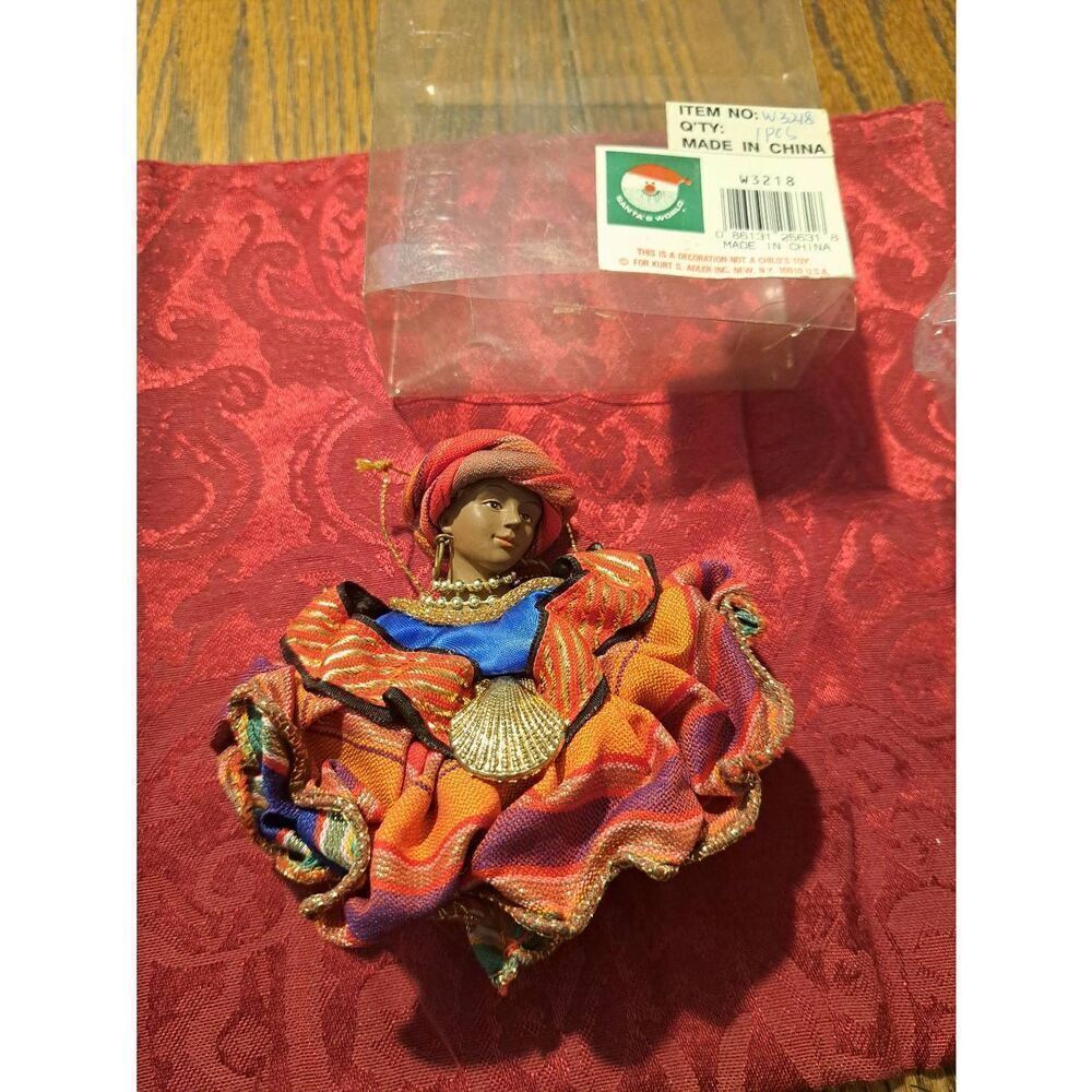 Vintage Kurt S. Adler Santas World African Kwanzaa Ornament W3218 4.5" Boxed